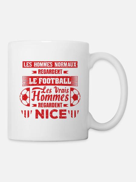les vrais hommes regardent NICE fans club de foot - Mug blanc - blanc
