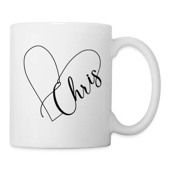 Chris Name Herzlinie - Tasse - Weiß - Rechts