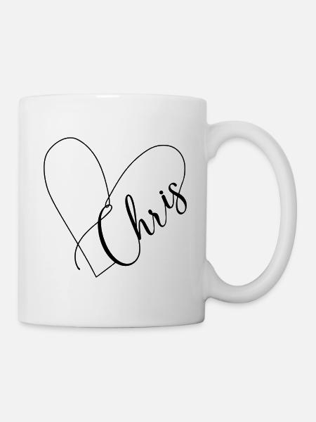 Chris Name Herzlinie - Tasse - Weiß