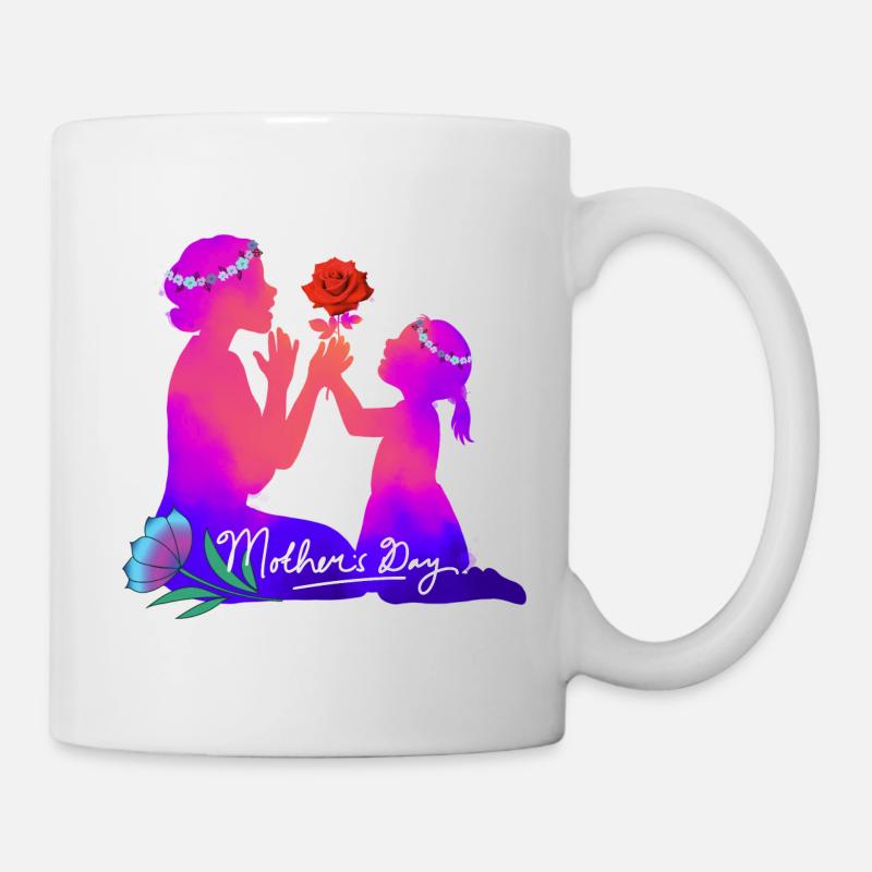 Muttertag Kind schenkt der Mama Rose - Tasse - Weiß
