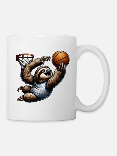 Lustiges Faultier spielt Basketball für - Tasse - Weiß