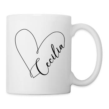Cecilia Name Herzlinie - Tasse - Weiß - Rechts