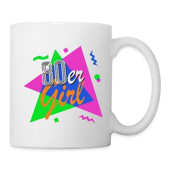 80er Girl - 80er Jahre - bunt + verrückt - retro - Tasse - Weiß - Rechts