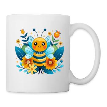 Baby bee gathers pollen - Mug - white - Right