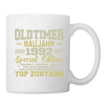 Jahrgang 1992 geboren Retro Geburtstag Vintage - Tasse - Weiß - Rechts