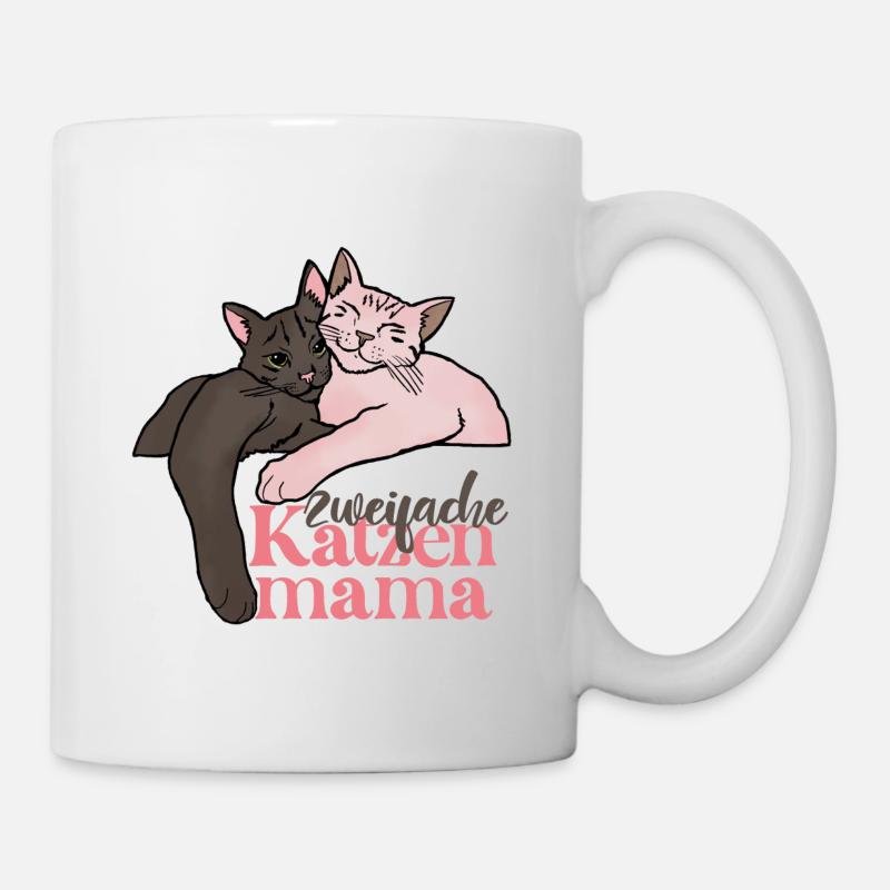 zweifache Katzenmama - Tasse - Weiß