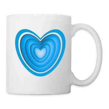Großes Herz in blau mit Herz in Herz. - Tasse - Weiß - Rechts