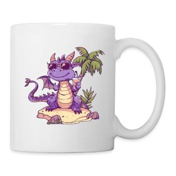 Drache Sommer Urlaub - Tasse - Weiß - Rechts