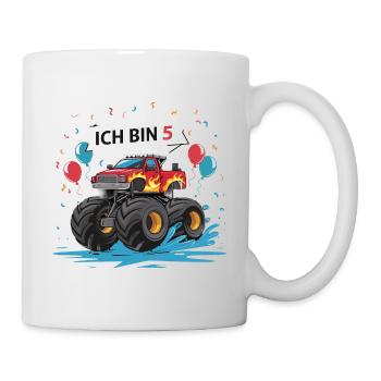 Monster Truck - Ich bin 5 - Einzigartiges Geschenk - Tasse - Weiß - Rechts