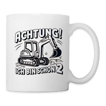 Ich bin schon 2 - Bagger - Tasse - Weiß - Rechts
