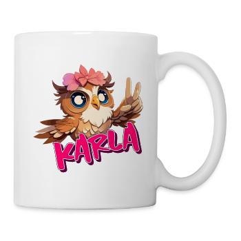 KARLA - Beautiful girl name with cute OWL - Mug - white - Right
