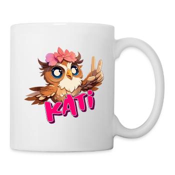 KATI - Beau nom de fille avec un hibou mignon - Mug blanc - blanc - Droite