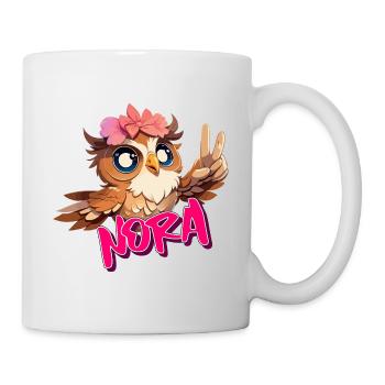 NORA - Schöner Mädchen Name mit süßer EULE - Tasse - Weiß - Rechts