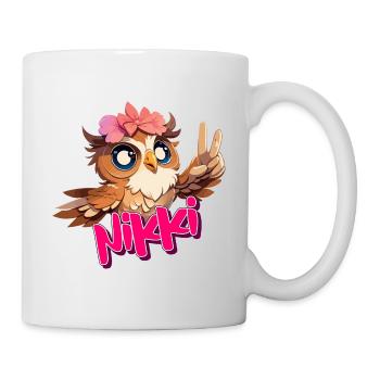 NIKKI - Beau nom de fille avec un hibou mignon - Mug blanc - blanc - Droite