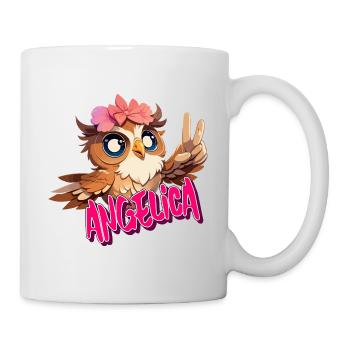 ANGELICA - Beautiful girl name with cute OWL - Mug - white - Right