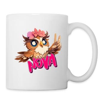 NOVA - Beautiful Girl Name with Cute OWL - Mug - white - Right