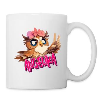 ANGELIKA - Schöner Mädchen Name mit süßer EULE - Tasse - Weiß - Rechts