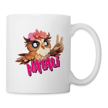 NATALI - Beautiful girl name with cute OWL - Mug - white - Right
