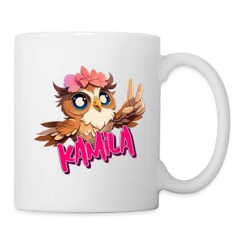 KAMILA - Beau nom de fille avec un hibou mignon - Mug blanc - blanc - Droite