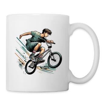 BMX Fahrrad Radfahrer - Tasse - Weiß - Rechts