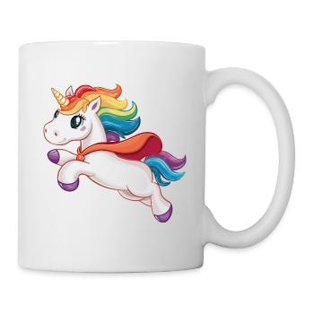 Lustiges Einhorn als Held für einen Superheld - Tasse - Weiß - Rechts