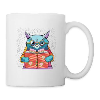 Die Katze, die liest - Tasse - Weiß - Rechts