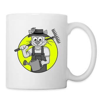 Chat jardinier rétro - Mug blanc - blanc - Droite