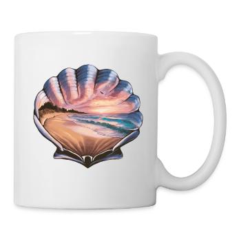 Muschel Strand Szene Serene Ozean Landschaft - Tasse - Weiß - Rechts