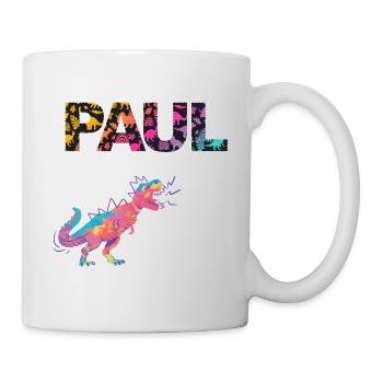 PAUL - Schöner Jungen Name mit Dinosaurier - Tasse - Weiß - Rechts