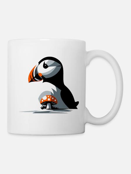 Puffin and toadstool - Mug - white