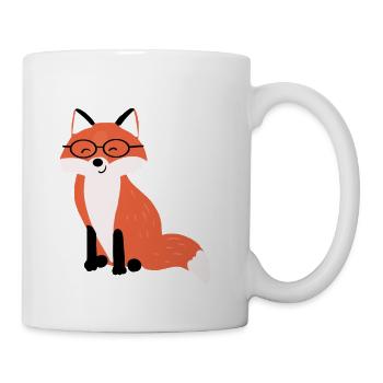 Brillen-Fuchs Cartoon Motiv - Tasse - Weiß - Rechts