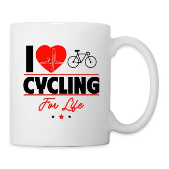 J’aime le cyclisme depuis toujours – à la manière d’un cycliste ! - Mug blanc - blanc - Droite