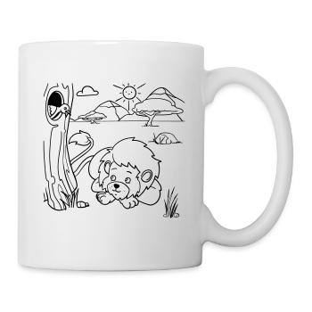 Löwen-Malspaß für Kinderbekleidung, Taschen & mehr - Tasse - Weiß - Rechts