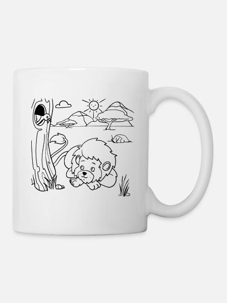 Lion Painting Fun for Children's Clothing, Bags & More - Mug - white