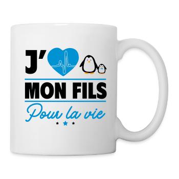 J'aime mon fils – Pour parents et humour - Mug blanc - blanc - Droite