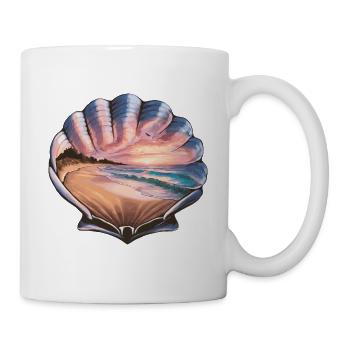 Muschel Strand Szene Serene Ozean Landschaft - Tasse - Weiß - Rechts