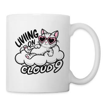 Katze Kätzchen auf Wolke 9 - Tasse - Weiß - Rechts