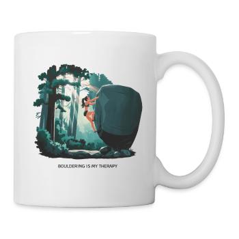 Bouldering is My Therapy – Climbing in Nature - Mug - white - Right