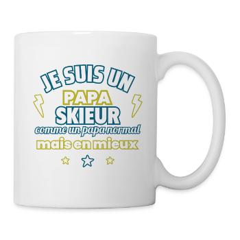 Papa SKIEUR, cadeau fête des pères,Humour ski, Ski - Mug blanc - blanc - Droite