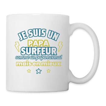 Papa SURFEUR,cadeau fête des pères,Humour, Surf - Mug blanc - blanc - Droite