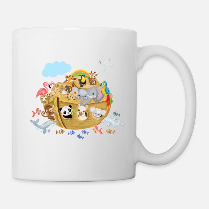 Arche Noah mit niedlichen Tieren - Tasse - Weiß