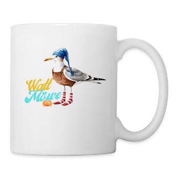 Illustration einer lustigen Watt Meer Möwe - Tasse - Weiß - Rechts