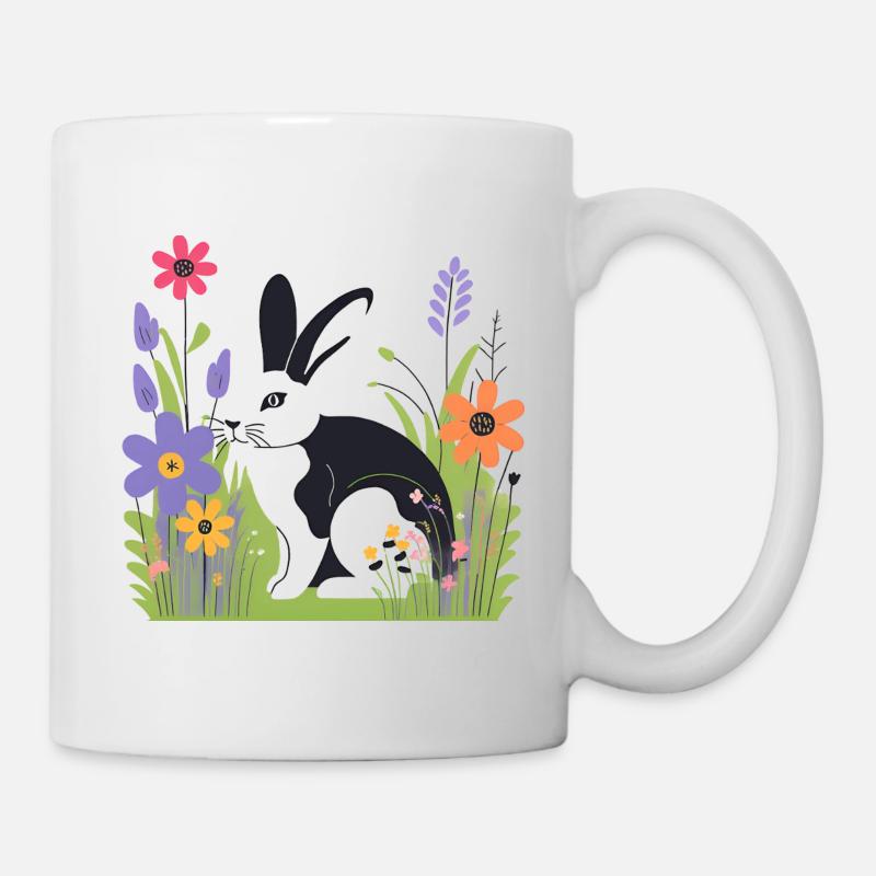 Hase auf der Wiese mit Blumen - Tasse - Weiß
