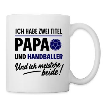 Papa und Handballer Vatertagsdesign - Tasse - Weiß - Rechts