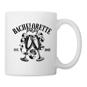 Bachelorette Party - Est. 2025 - Name eintragen - Tasse - Weiß - Rechts