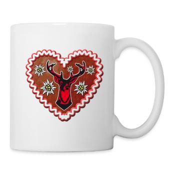 01 Lebkuchenherz Hirsch Edelweiss Enzian Hirschkop - Tasse - Weiß - Rechts