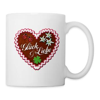 Lebkuchenherz Glück und Liebe - Tasse - Weiß - Rechts