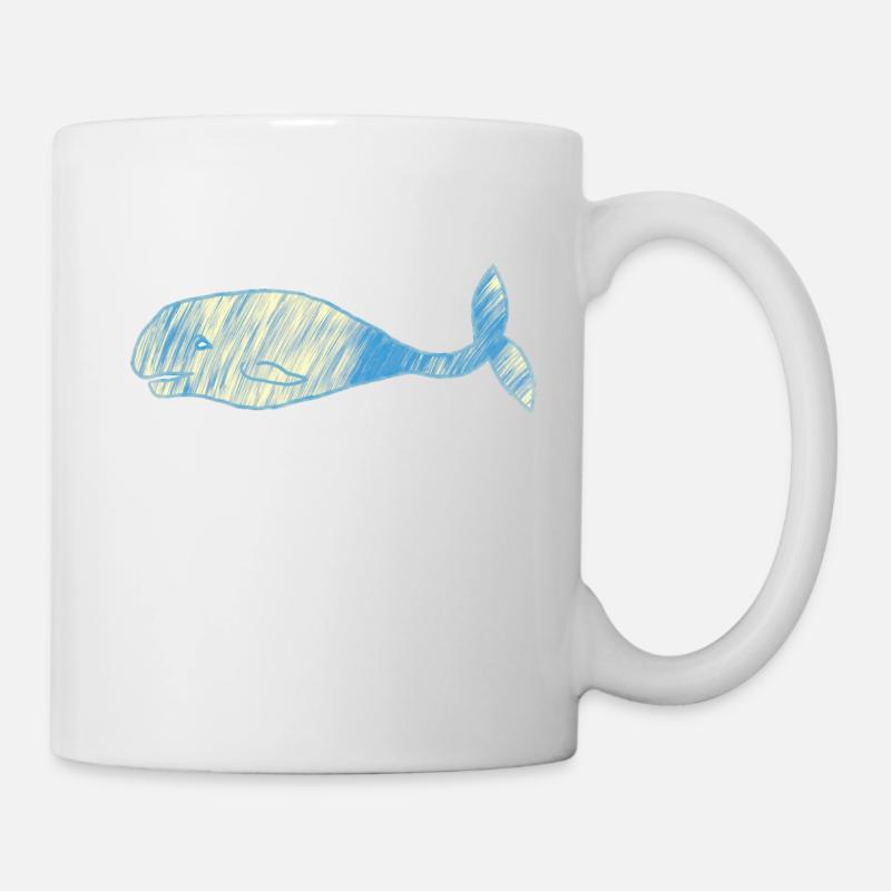 Whale vintage blue gold - Mug - white