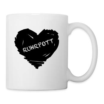 Kohlen Herz mit Ruhrpott Schriftzug - Tasse - Weiß - Rechts