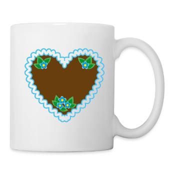 05 Lebkuchenherz Blumchen Dein Text Wunschtext - Tasse - Weiß - Rechts